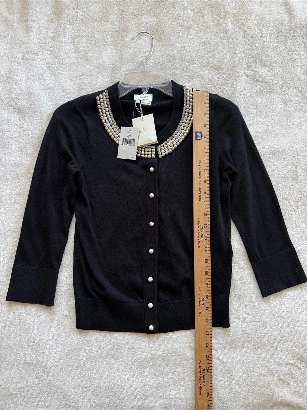 Kate Spade Tula Black Cardigan with Collar Embellishments